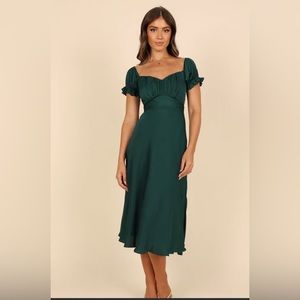 Petal and Pup - Mickenna Sweetheart Frill Midi Dress in Emerald - size M